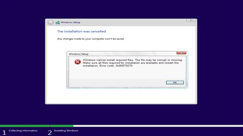 Windows Cannot Install Required Files Error Code 0x80070570