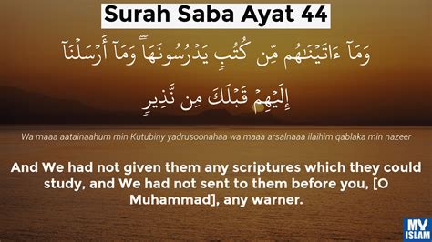 Surah Saba Ayat 44 3444 Quran With Tafsir My Islam