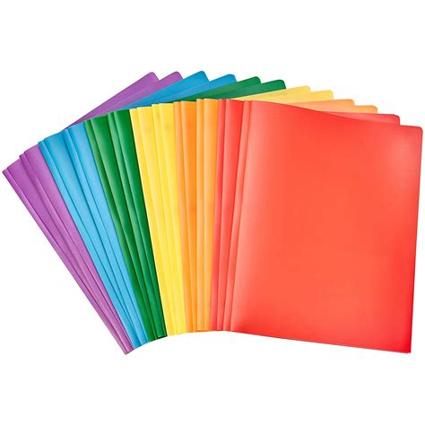 Heavy Duty Plastic Folders With Pockets For 85″x11″ Paper Pack Of 12