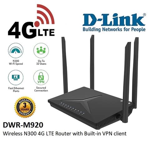 D Link Router Dwr M920 4g N300 Lte Wireless 24ghz Up To 300mbps