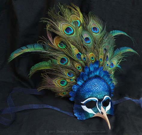 Royal Peacock Leather And Feather Mask By Windfalcon Feather Mask