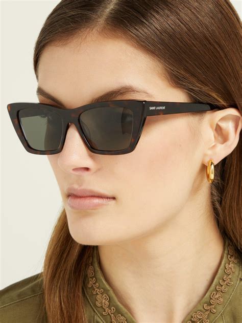 Saint Laurent Acetate Tortoise Frame Sunglasses