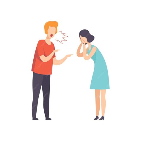 Premium Vector | Angry man screaming at crying woman couple quarreling