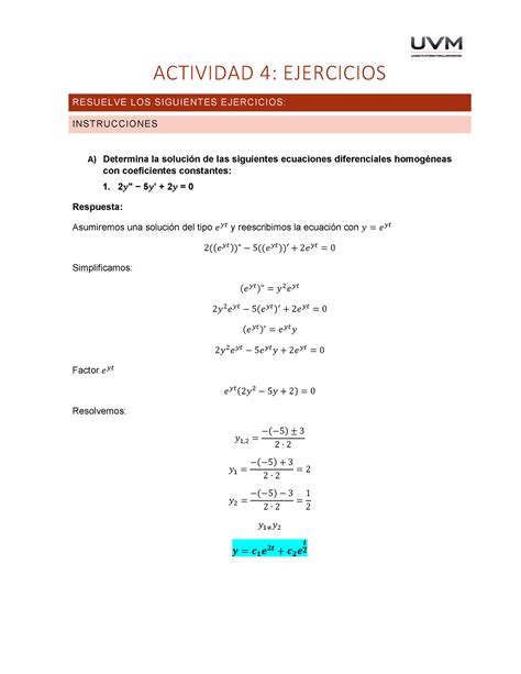 Actividad 4 Ejercicios ACTIVIDAD 4 EJERCICIOS RESUELVE LOS