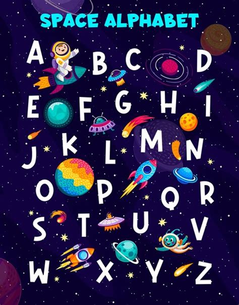 Premium Vector Cartoon Space Alphabet Letters Or English Abc For Kids