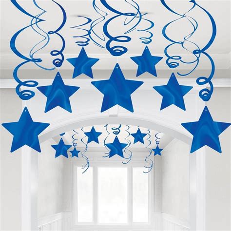 Royal Blue Star Swirl Decorations 30ct Party City