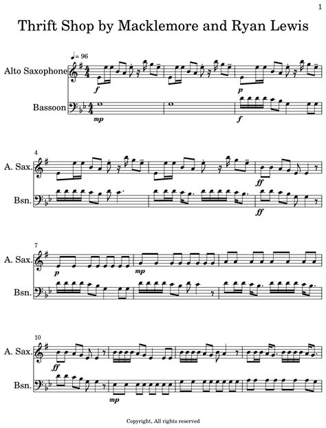 Thrift Shop By Macklemore And Ryan Lewis Sheet Music For Alto