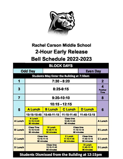 Bell Schedule Rachel Carson Middle School