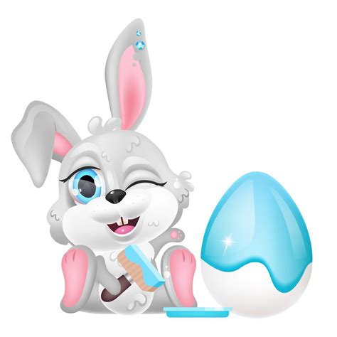 Cute Easter Bunny Kawaii Cartoon Vector Character Spring Holiday