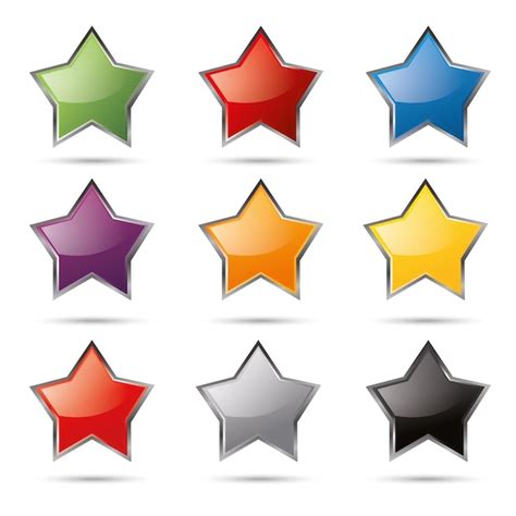 Premium Vector Shiny Glossy Colorful Stars Set Vector Illustration