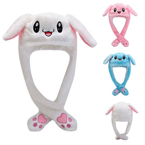 Anime Funny For Bunny Fuzzy Pinch Airbag Hat Ears Moving Plush Toy Keep