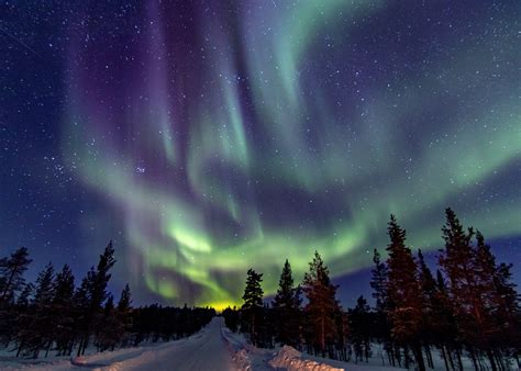 Northern Lights In Finnish Lapland Aurora Borealis Finland Winter