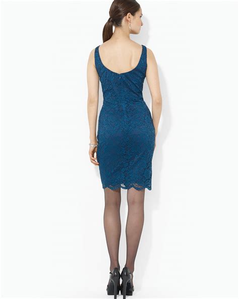 Lyst Lauren By Ralph Lauren Sleeveless Corded Lace Sheath Dress In Blue