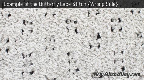 Example Of The Butterfly Lace Stitch Wrong Side Knitting Stitches