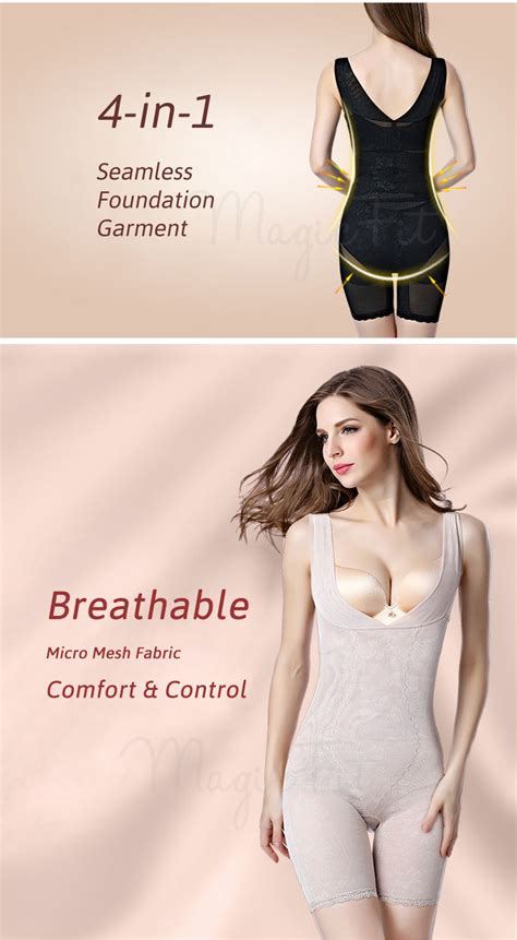 4 In 1 Micro Mesh Waist Slimmer Push Up Bodysuit With Thigh Slimmer And