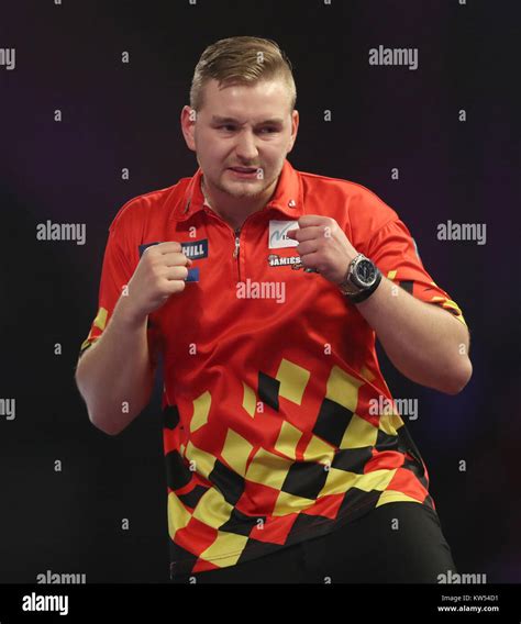 Dimitri Van Den Bergh Reacts During Day Thirteen Of The William Hill World Darts Championship At