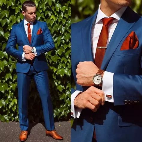 Shop the latest navy blue men suit deals on aliexpress. burnt orange tie navy suit - Google Search | Wedding suits ...