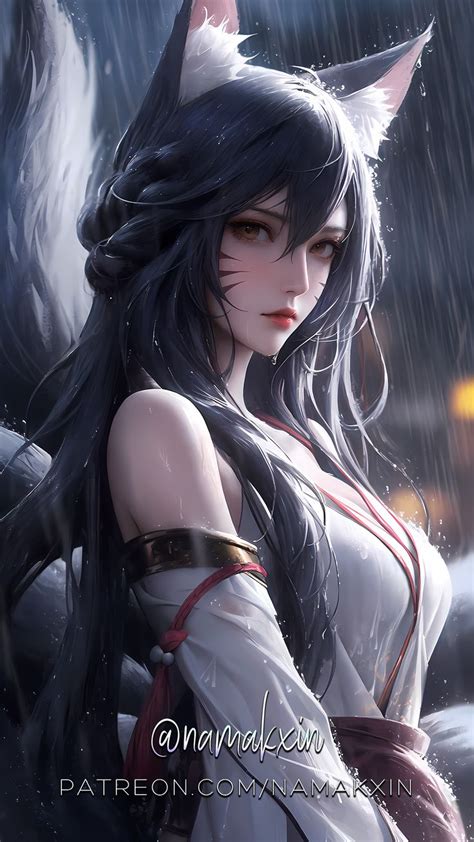 Ahri AI Generated Credit Namakxin In Anime League Of Legends Poster Fantasy Art Women