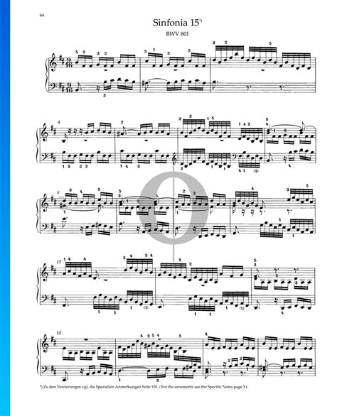 Sinfonía 15 Bwv 801 Partitura Johann Sebastian Bach Piano Solo Oktav