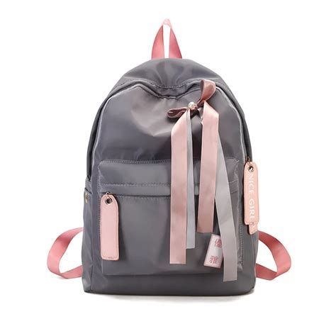 Pink Ribbons School Bags For Teenage Girls Big Capacity Laptop Backpack
