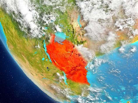 Satellite View Of Tanzania In Red Stock Photo Image Of Orbit