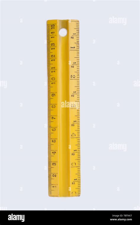 Yellow Plastic Ruler Isolated On White Background Measuring Instrument
