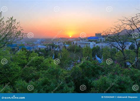 Beautiful Sunset Over The City Of Pyatigorsk Russia Hdri Stock Image