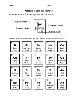 The periodic table contains the following information for each element. Periodic Table Worksheet Answer Key Pdf - Fill Online ...