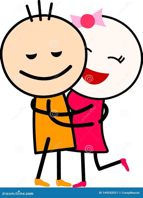 a cute cartoon love couple hugging each other 149592021