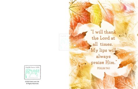 Psalm 341 Card Printable Autumn Bible Verse Digital Card Etsy