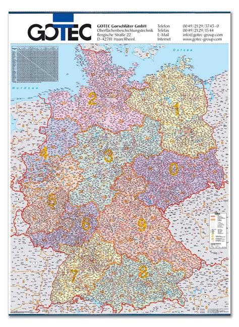 Postleitzahlenkarte Deutschland Landkarten Produkte Wölfer