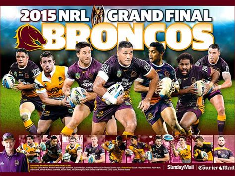 Nrl Grand Final Brisbane Broncos Team Poster For Courier Mail Members