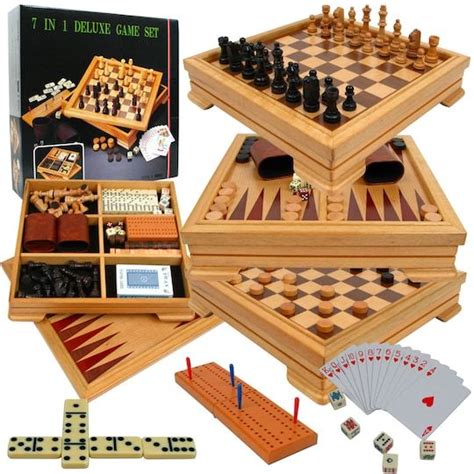 Toy Time 7 In 1 Deluxe Wood Board Game Set Michaels Board Games