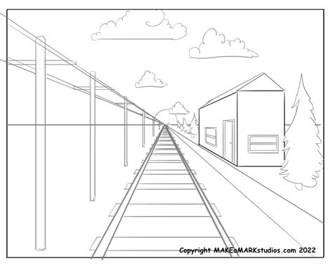 How To Draw A 1 Point Perspective Landscape Make A Mark Studios