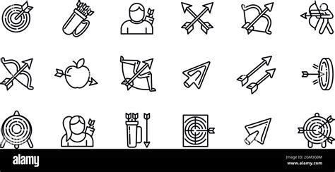 Archery Icons Set Outline Set Of Archery Vector Icons For Web Design