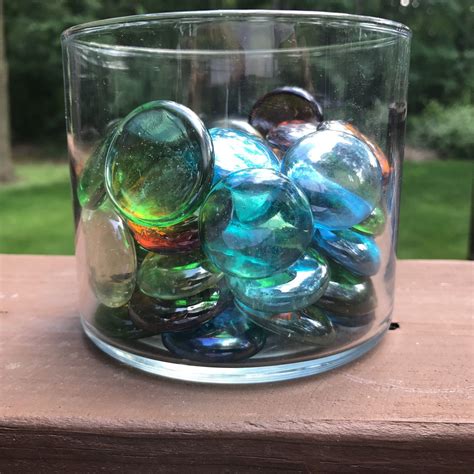 Set Of 55 Multi Colored Glass Vase Filler Pebbles Glass Etsy Colored Glass Vases Vase
