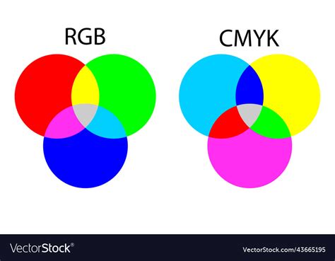 Chart Of Mixing Rgb And Cmyk Colors Royalty Free Vector