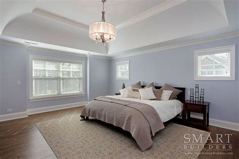 Master Bedroom Classic Chic Style Custom Home Trayed Ceiling Detail Crown Moulding