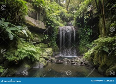 Cascade Of Waterfalls Surrounded By Lush Greenery A Peaceful Escape