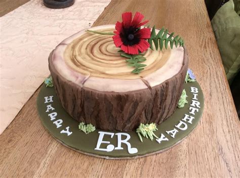 Rustic Birthday Cake By Maureen Smith Rustic Woodland Bark Mould Karen Davies Sugarcraft