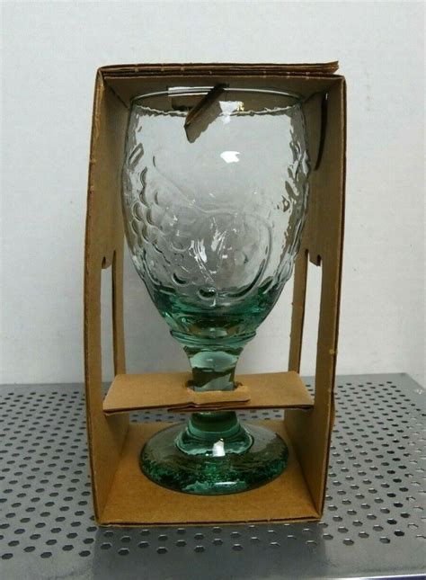 3 New In Box Libbey Orchard Fruit Spanish Green Glass 7 Water Ice Tea Gobletのebay公認海外通販｜セカイモン