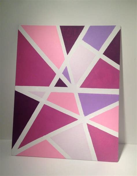 Items Similar To Geometric Design Acrylic Painting 11 X 14 Flat Canvas In Purple Tones On Etsy