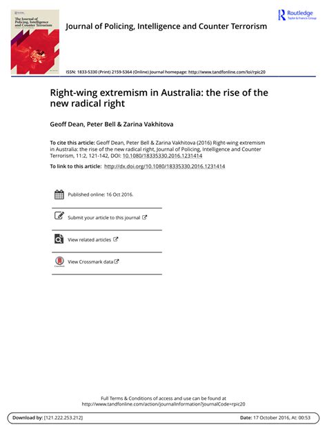 pdf right wing extremism in australia the rise of the new radical right