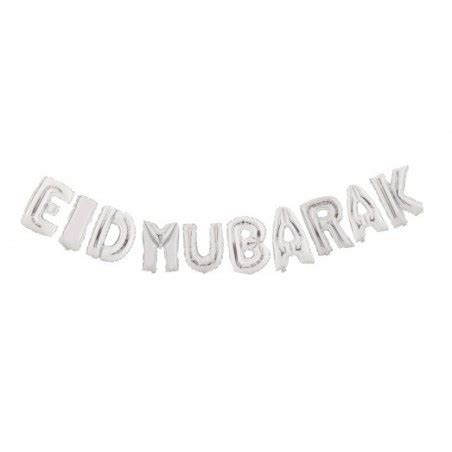 The most popular phrase used is eid mubarak. Eid mubarak ballon Zilver