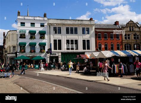 Street Scene In The Market Square Cambridge England Uk Stock Photo Alamy