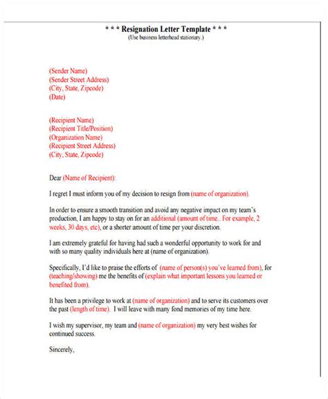 4 Resignation Letter With Regret Template 5 Free Word Pdf Format