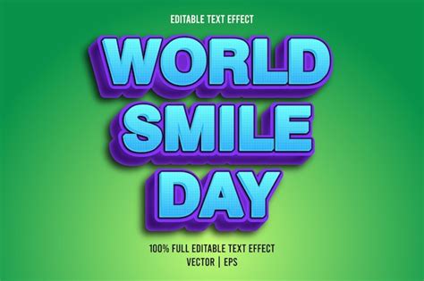 premium vector world smile day editable text effect comic style
