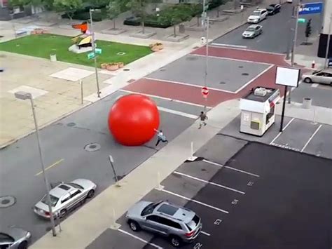 Watch A Giant Red Ball Terrorize Cars In Ohio