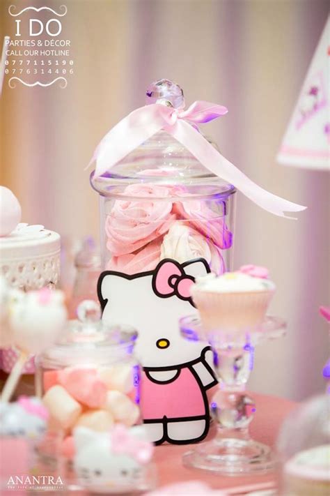 The hello kitty cupcake toppers; Kara's Party Ideas Ruffled Hello Kitty Birthday Party ...