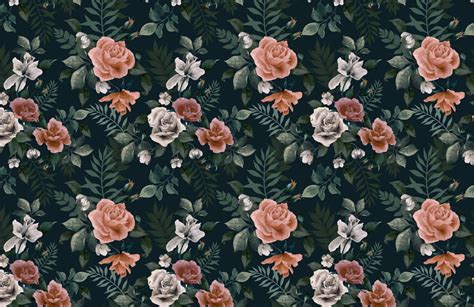 10 Dark Green Floral Wallpaper Decoomo